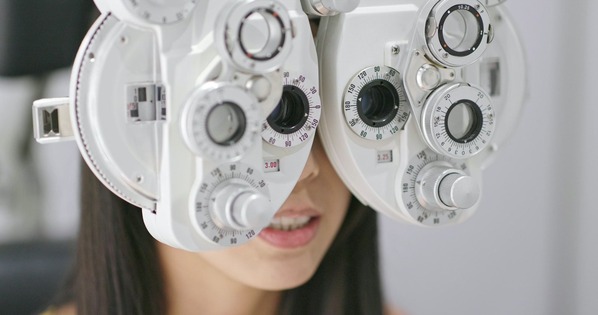 Woman undergo eye test